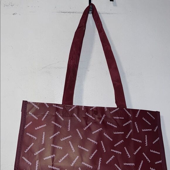 LULULEMON ATHLETICA Maroon and White Reusable Large Tote Bag - Picture 2 of 6